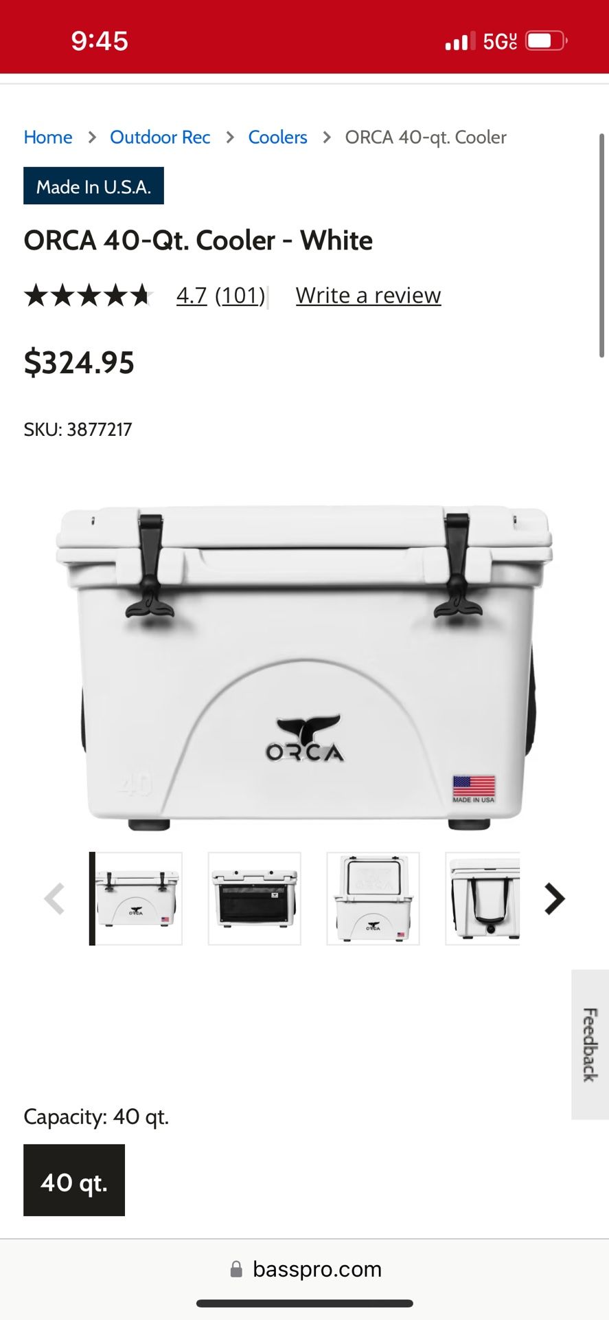 New Orca Cooler 40 Qt