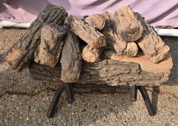 Free faux logs fireplace set