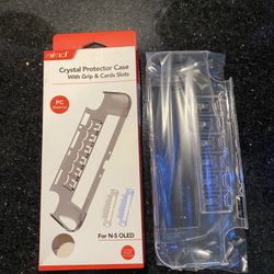 Clear Protective Case for Nintendo Switch OLED With Grip & 6 Game Card Slots NEW