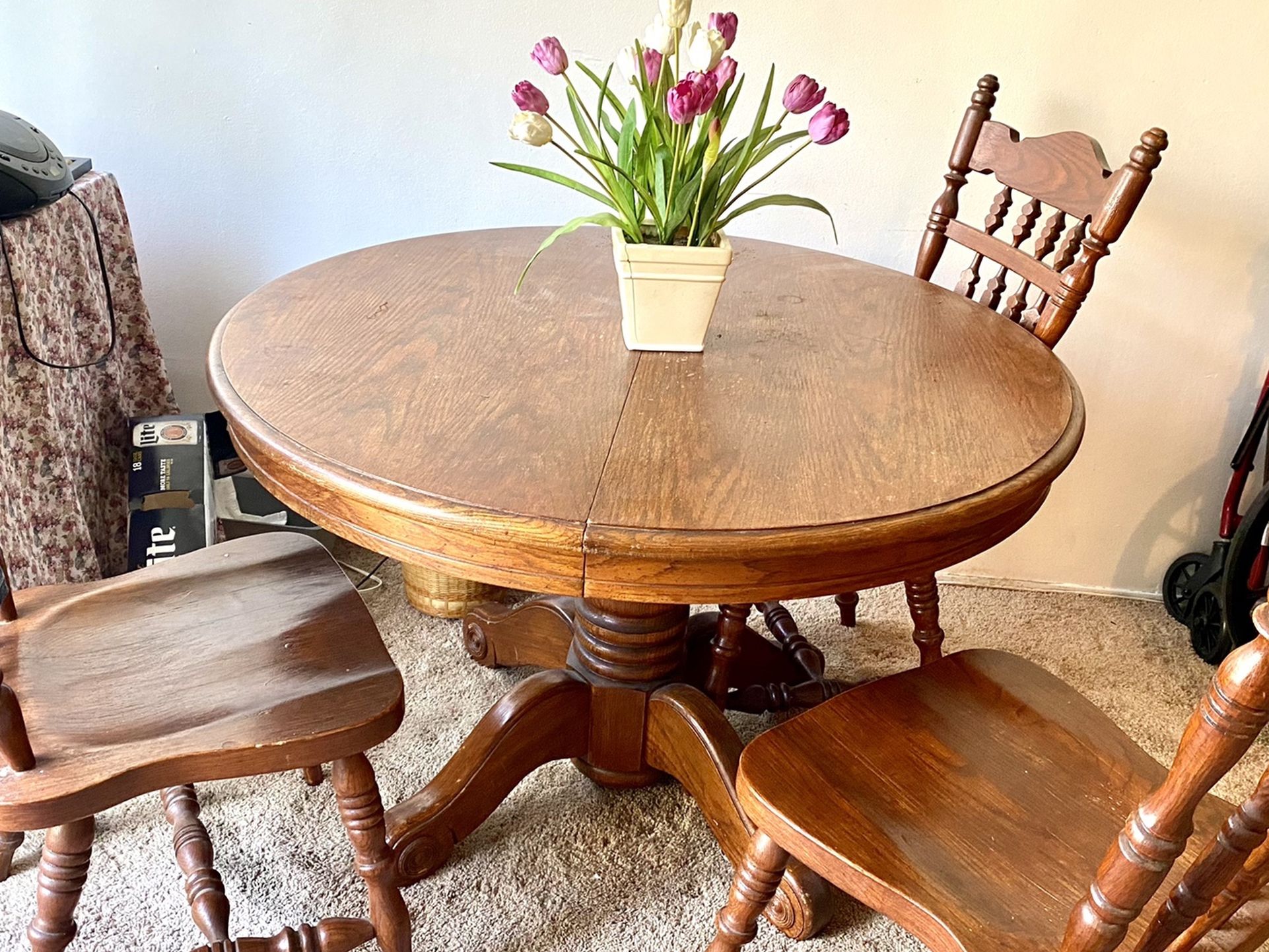 Solid Wood Dining Table With Leaf