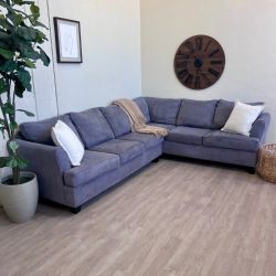 Fast Delivery Available — Gray Modern Microfiber 2pc L Sectional Couch