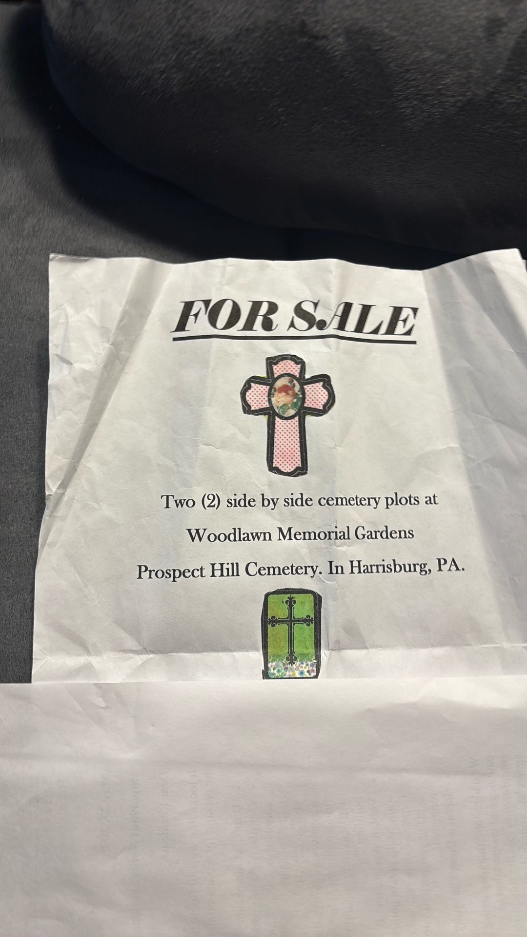TWO CEMETERY PLOTS!! MUST SELL!