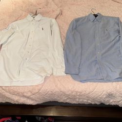 Ralph Lauren Classic Oxford Shirt Duo - White & Blue - Size S