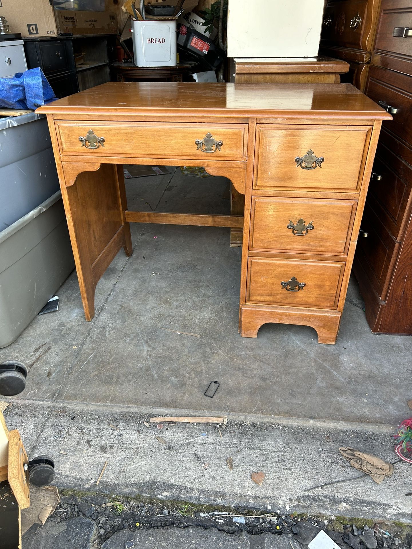 Vintage Solid Wood 4 Drawer Desk