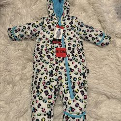 Spyder Baby Snowsuit 9–12M Leopard Print Hooded One Piece NWT