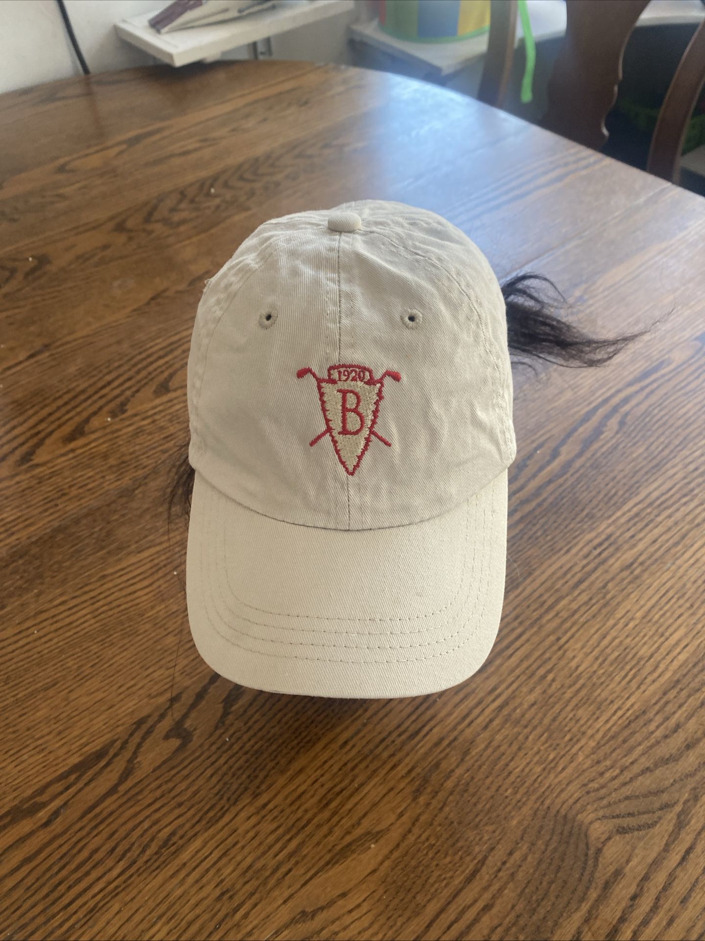 VTG Butterfield Country Club Garb Hat Cap Beige Adj Red Embroidered