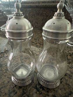 Glass and Pewter Salt and Pepper Shakers