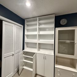 White Storage Cabinet Wall Unit with Shelves – Must Go ASAP