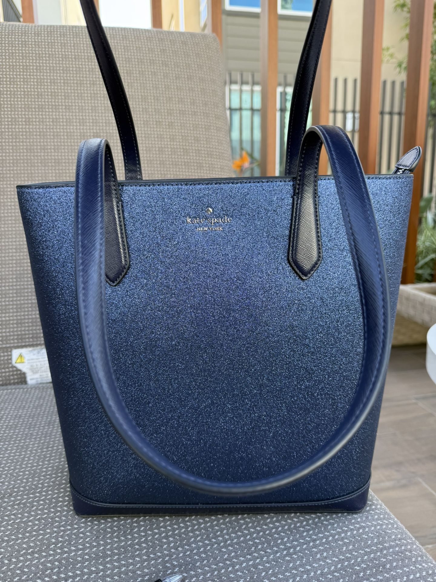 Kate Spade Blue Sparkly Tote Bag Purse Used Once