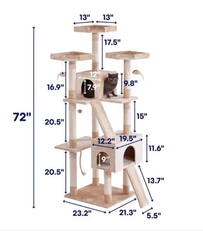 Frisco 72-inch faux fur cat tree (new in box)
