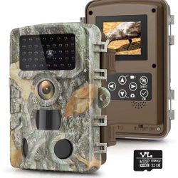 Trail Game Camera 20MP 1080P with 32GB SD Card, Hunting Camera w 3 Infrared Sensors 2.4” LCD 47pcs No Glow Night Vision IR LEDs, 120° Detection Motion