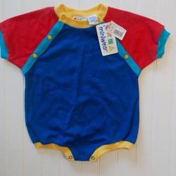 NWT Boy Girl Unisex Vtg 80s Miniwear 12 Month Colorblock Bodysuit Onesie 