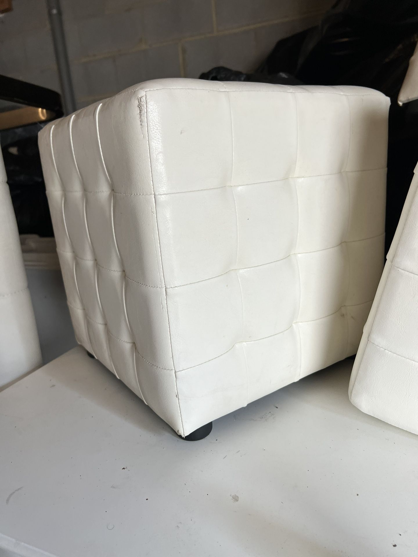 Small White Cube Ottomans 