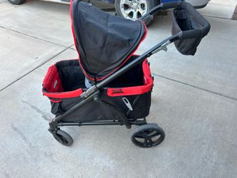 Baby Trend Tour 2-in-1 Push or Pull Stroller Wagon, 2-Seater w/ Canopy, Mars Red