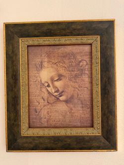 Framed Leonardo da Vinci “La Scapigliata” Reproduction