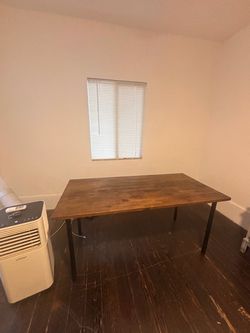 Rustic Wood Top Dining Table with Metal Legs