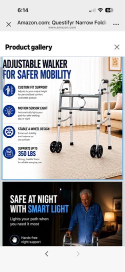 New Folding Walker for Seniors with Motion Sensor Light
