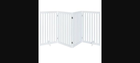 unipaws 36"H Free Standing Foldable Wooden Pet Gate - White