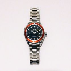 Orange and Black Steel Watch 