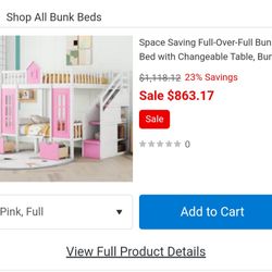 Princess (Full Size) Over Bunk, Space Saving Bed 
