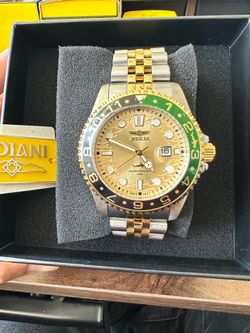 Rare Invicta  Green and black Dial Two Tone Steel Gold Watch
