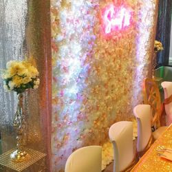 Peach Ivory Flowers Wall Backdrop