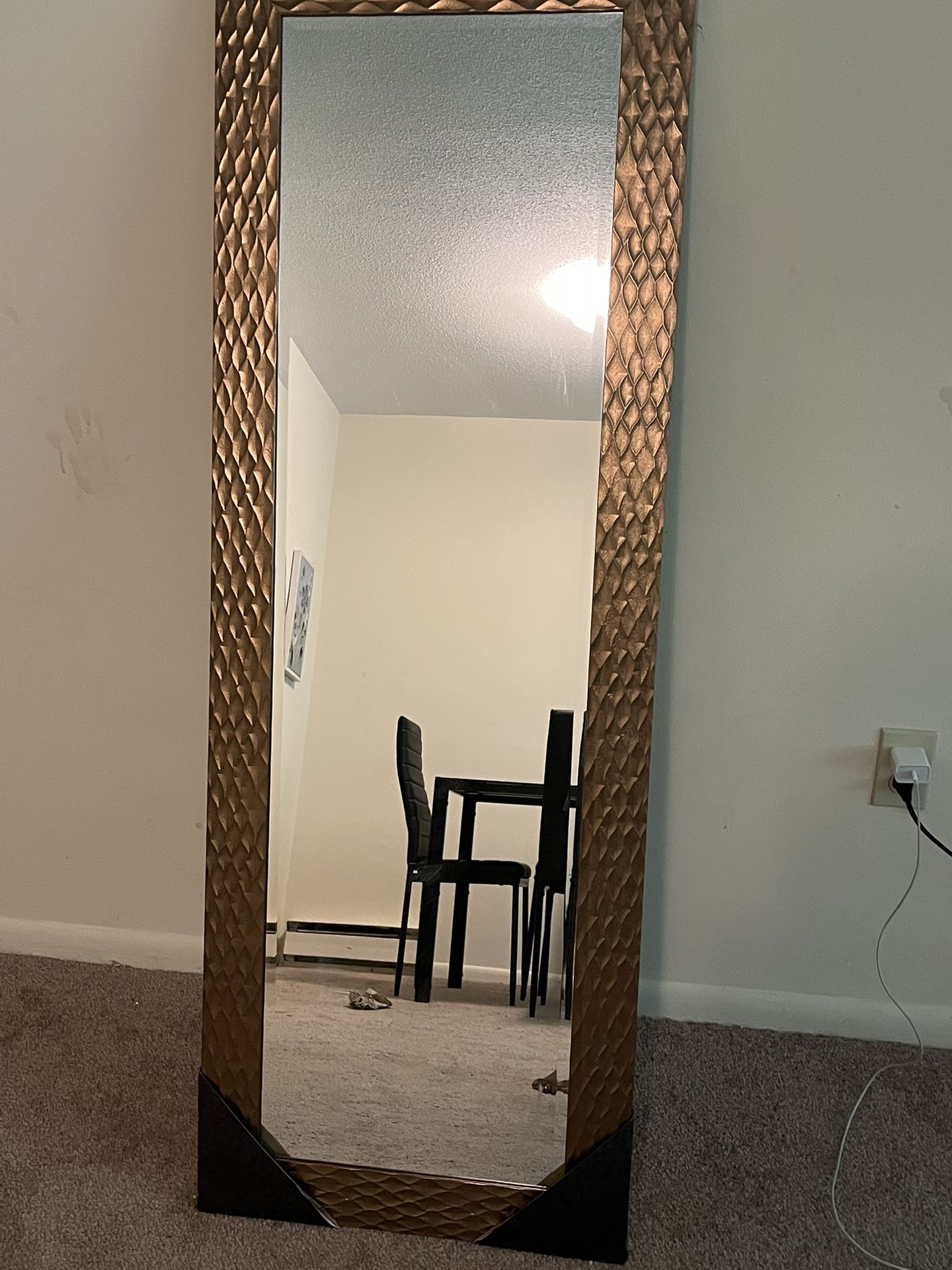 Elegant Full-Length Mirror-Bronze Textured Frame