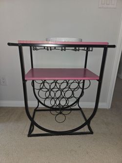 Bar Cart with Wine Rack & Glass Holders