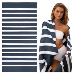 Microfiber Beach Towel Extra Large (79 x 39.5 in) - Quick Dry, Sand Free - Compact and Lightweight for Travel - Recycled Materials - Travel Bag Incl -