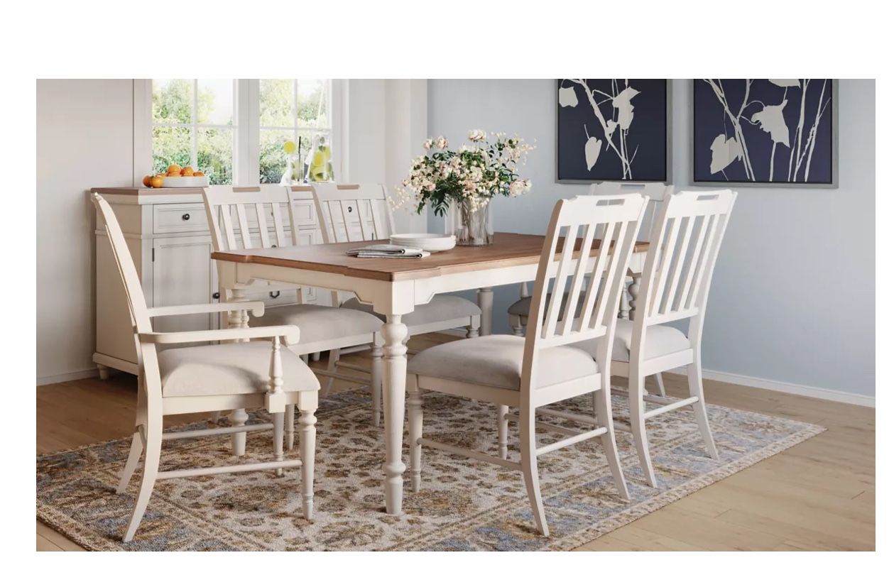 Farmhouse Dining Room Table And 4 Chairs 