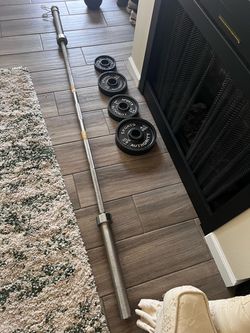 45lbs barbell and weights