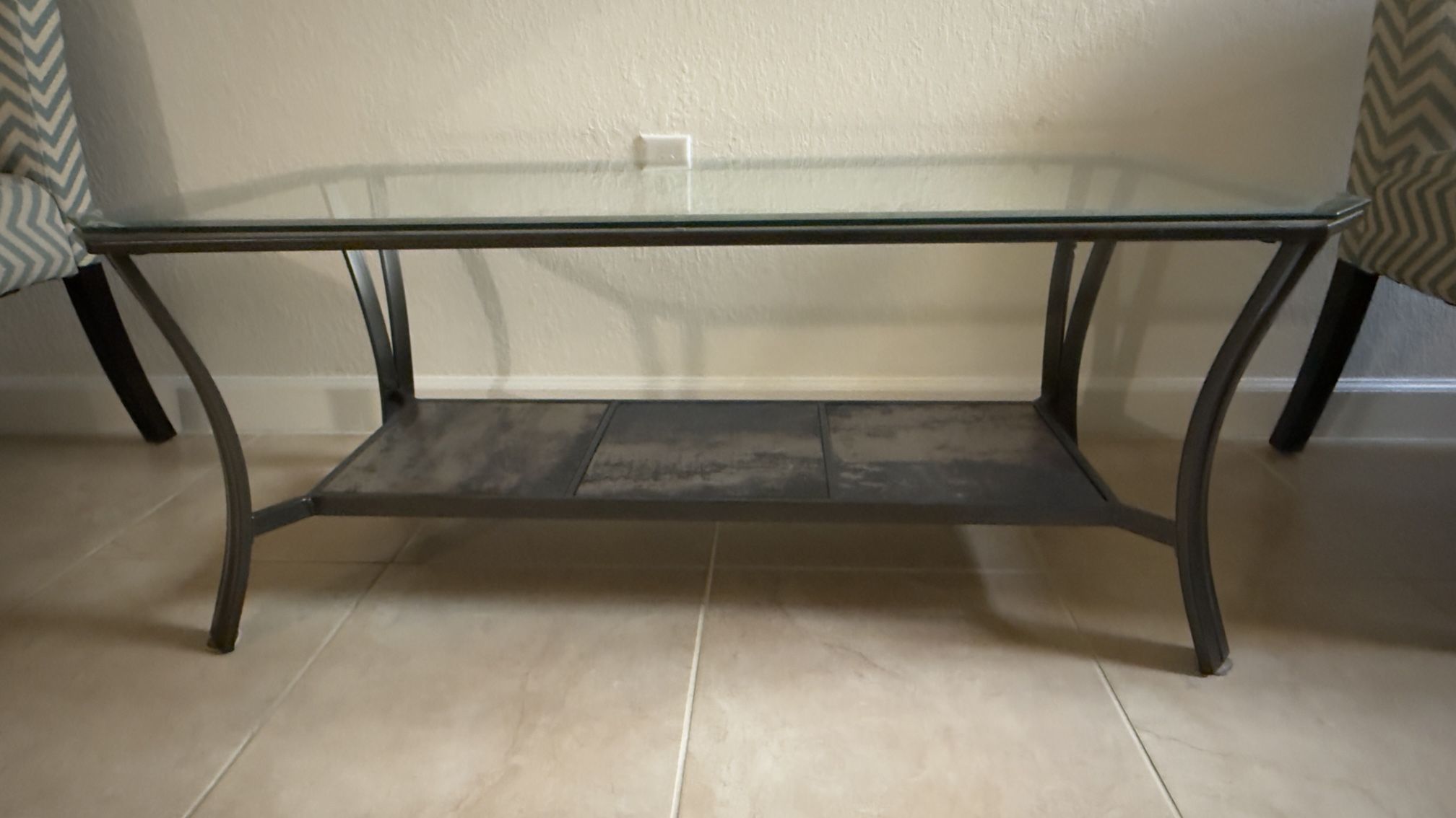 Glass Coffee Table with Metal Frame – Great Condition