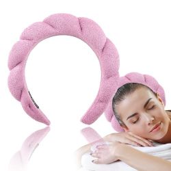 Makeup Headband, Puffy Spa Headband, Padded Soft Hairband - Purplish Pink