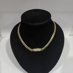 10k Cuban Link Chain Solid With Diamond Lock 