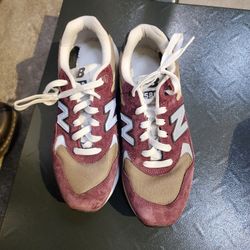 New Balance 580 Wash Burgundy Red Tan White Suede Number Mt580eca Size 8 Men Excellent Condition