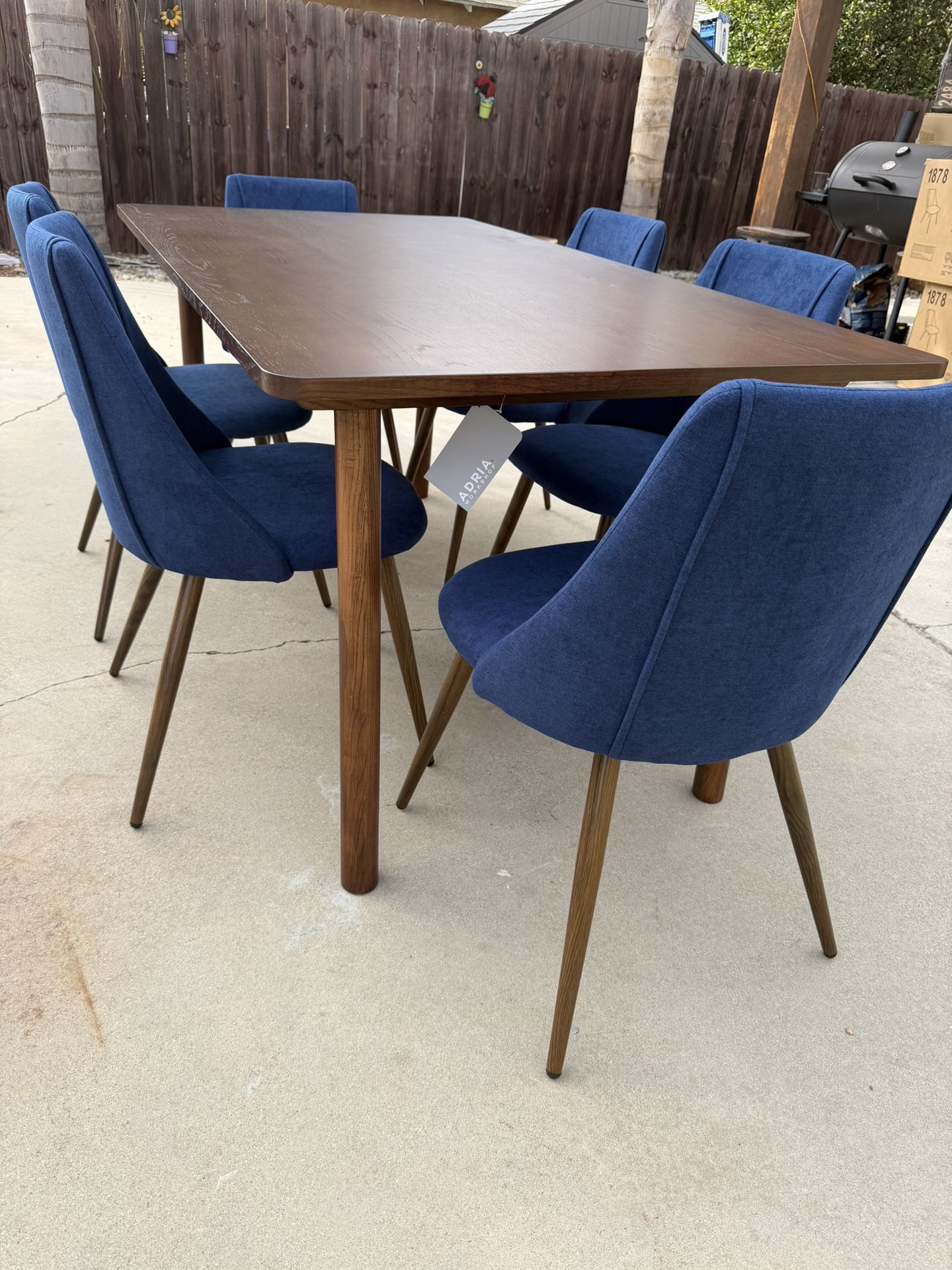 Dining Wooden Table And 6 Modern Chairs Included