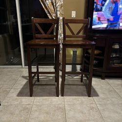 2 Wood Bar Stools