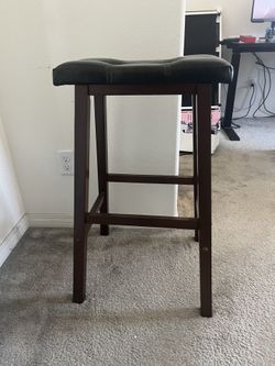 Decorative Stool, Leather Wood