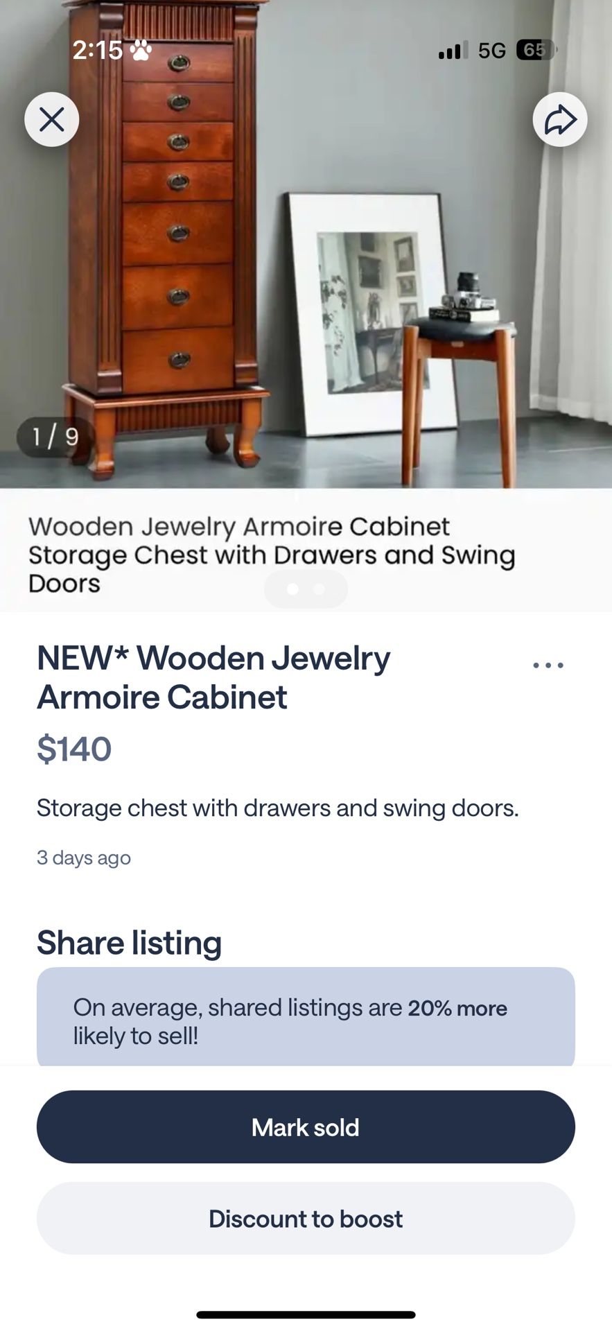 NEW* Jewelry Armoire Unopened