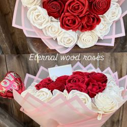 Valentines Day Eternal Soft Wood Flowers 