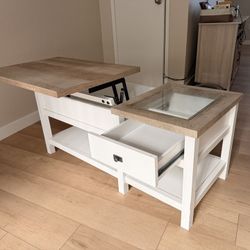 Lift Top Coffee Table With Glass Top