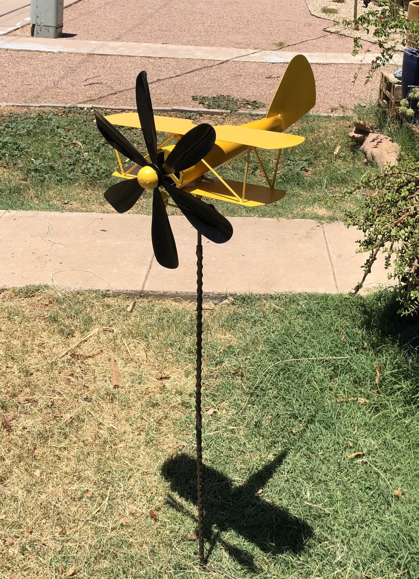 Big Sky Bi Plane Metal Airplane Wind Spinner