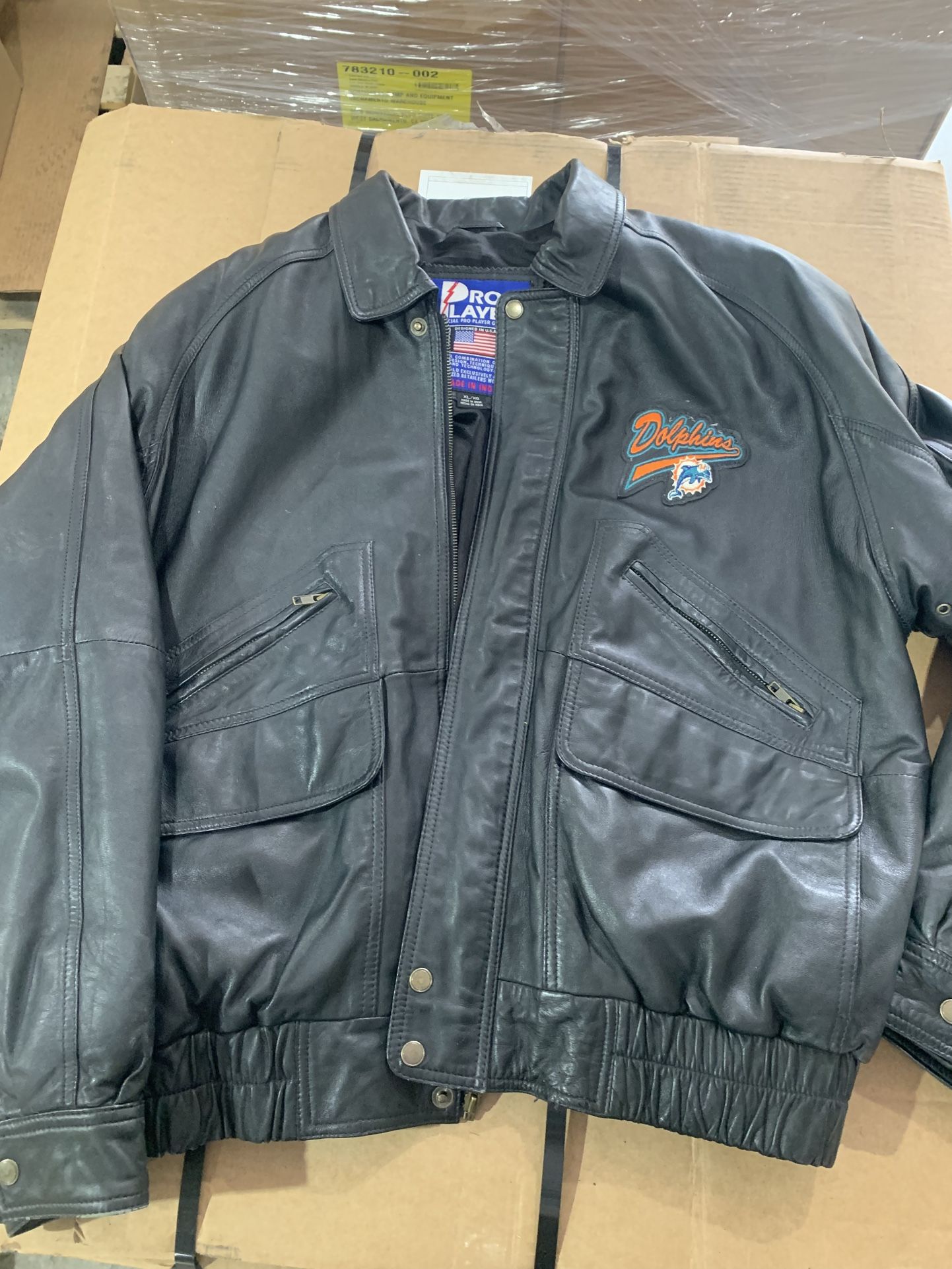 Vintage Miami Dolphins Leather Bomber Jacket