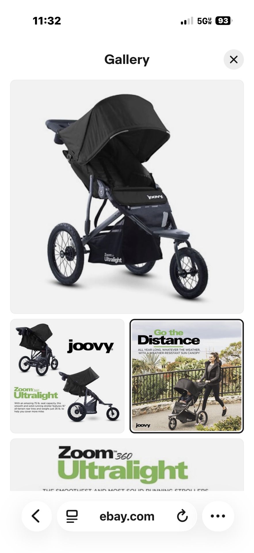 Joovy Zoom360 Ultralight Jogging Stroller Featuring High Child Seat, Shock-Ab... 