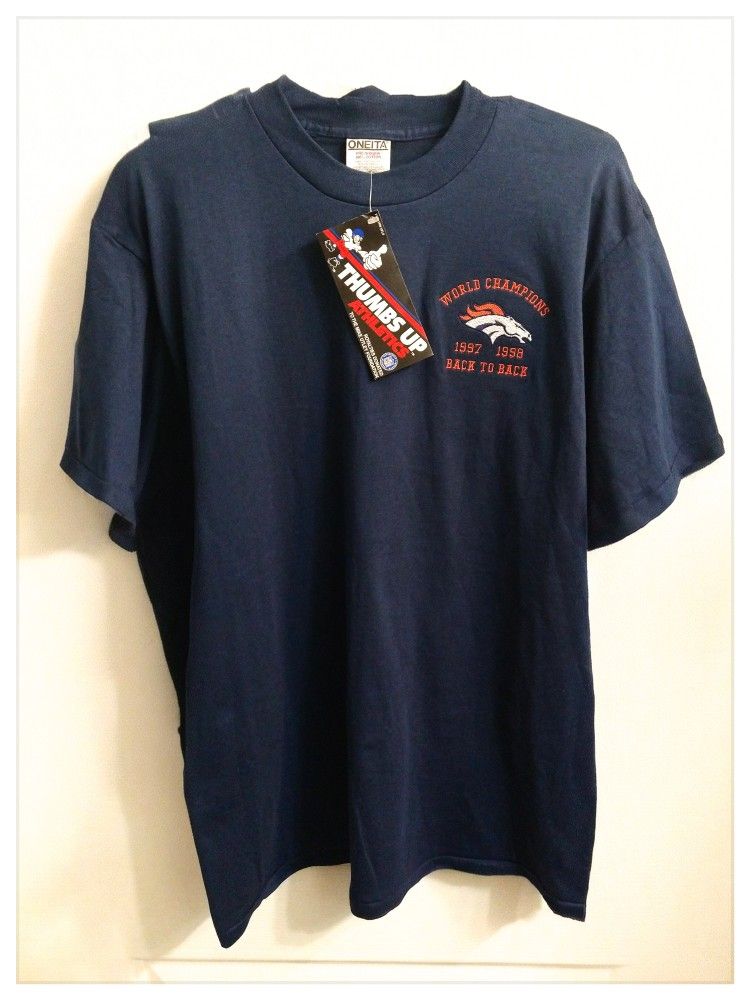 VINTAGE (1999) Denver Broncos ๐World Champions 1(contact info removed)๐ Large *NWT*
