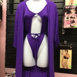2pc Swimsuit Set. Swimsuit W Cover Up Purple 