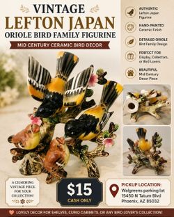 Vintage Lefton Japan Oriole Bird Family Figurine – Mid Century Ceramic Bird Decor – $15