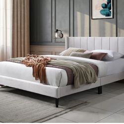 Full Bed And Mattress Ivory Velvet