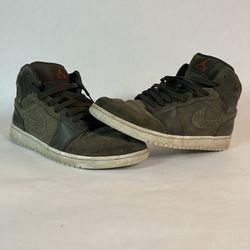 Nike Air Jordan 1 Retro Mid Sequoia Suede Olive Men's Size 10