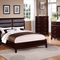 Brand New Brown Or Black 4PCs Queen Bedroom Set